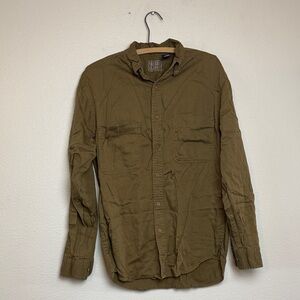 Faded Glory Men's 100% cotton Casual Button Down Shirt - Olive